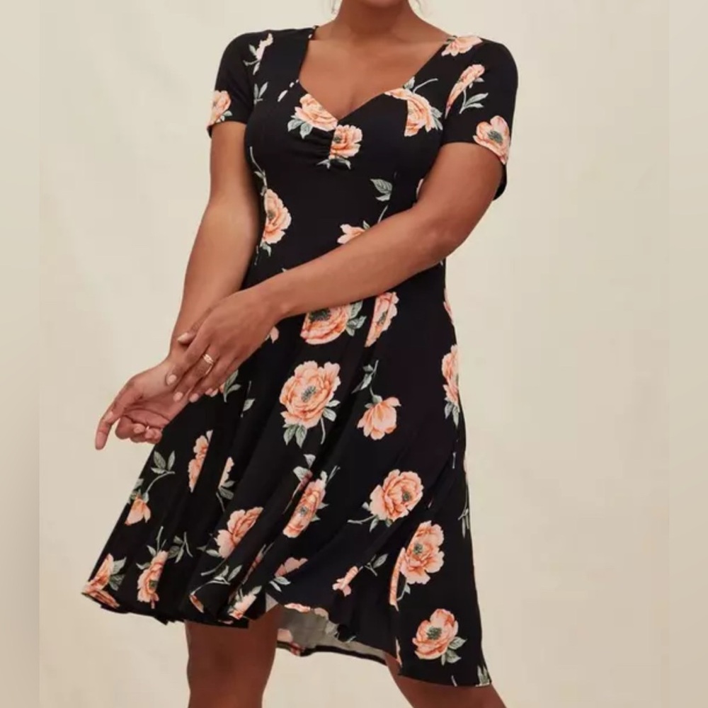 Floral Black and Orange Women's Dress